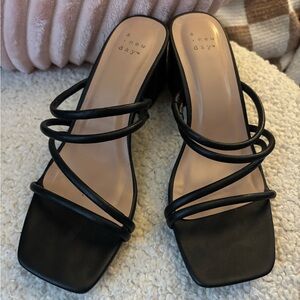 A New Day Black Strappy Heels
